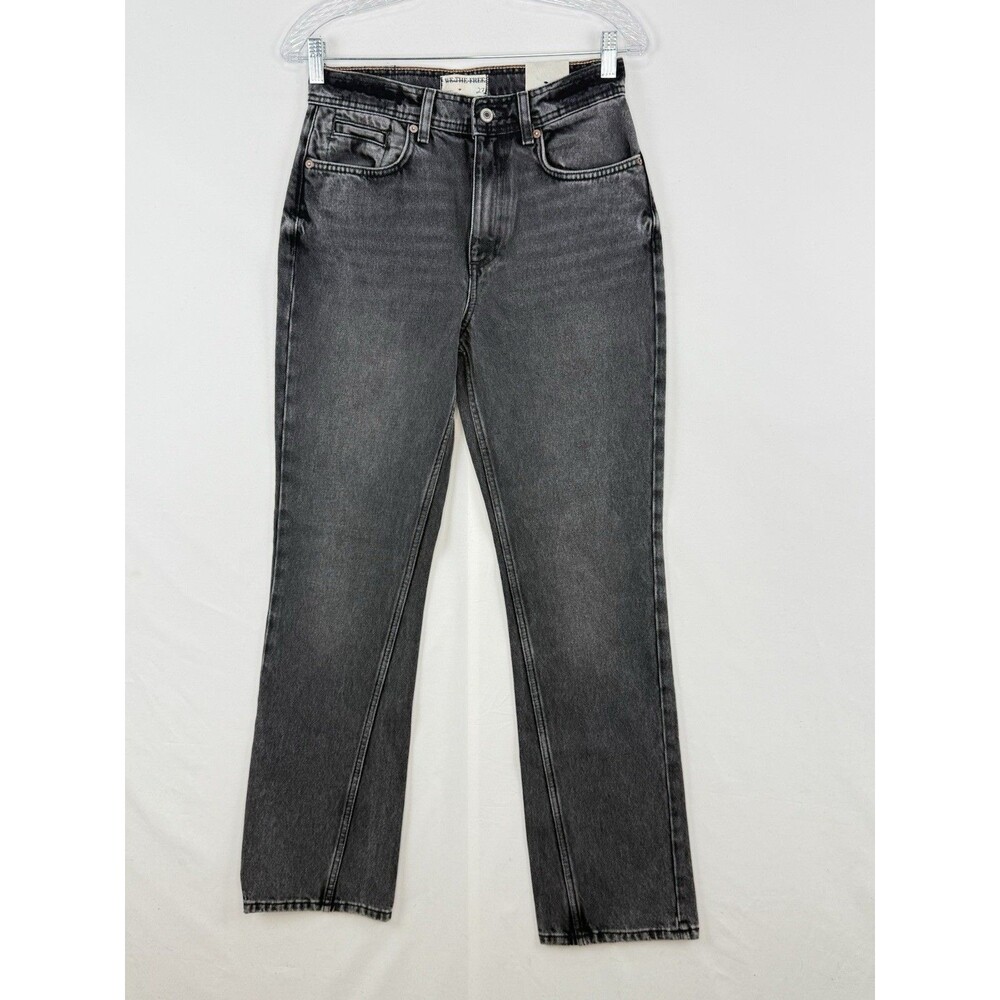 We The Free Free People Xena Slim Straight Leg Jeans 27 Black Faded Exposed Seam